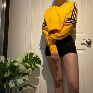 Yellow striped crop top.